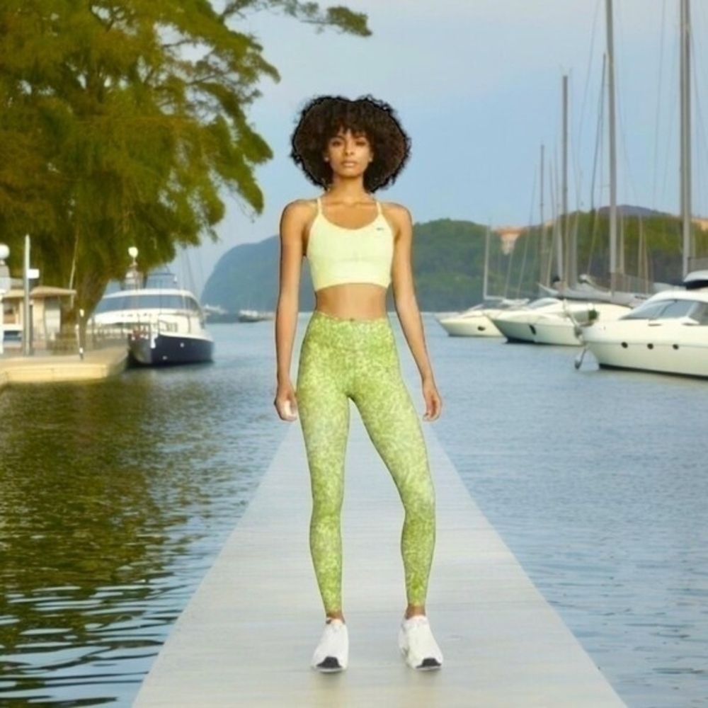 Nike Dri FIT One Mid Rise Leggings L Honeydew Alligator Green Pockets NWT